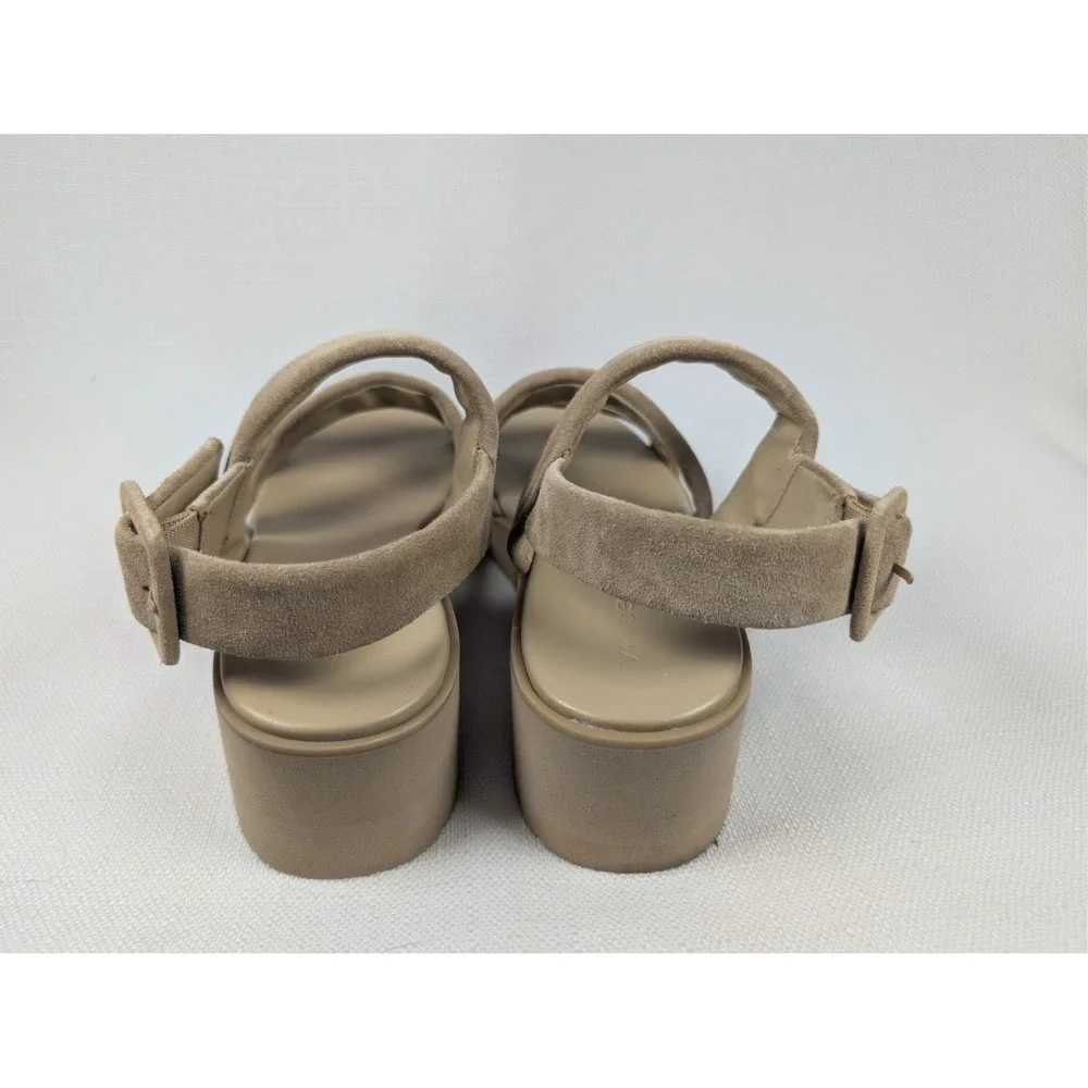Vince Beige Suede Strappy Platform Sandals Sz 7.5 M Chunky Flatform‎ minimalist